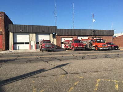 Completed Okemah Fire Department metal building construction.