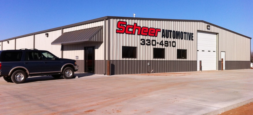 Scheer Automotive finalized metal building construction.